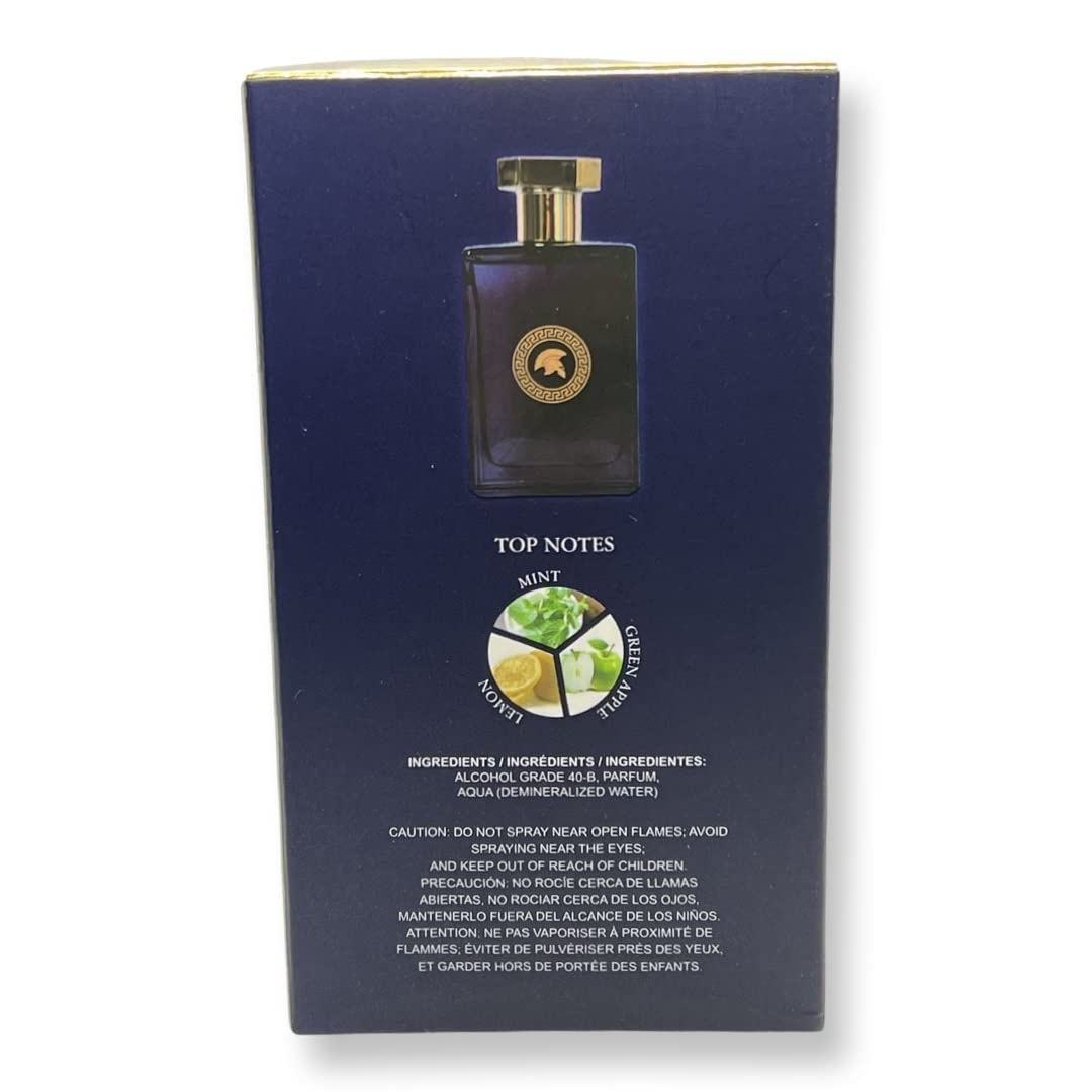 United Scents WARRIOR BLUE pour homme Eau de Parfum - 3.4 Fl Oz Fragrance for Men - Top Notes: Mint, Green Apple and Lemon