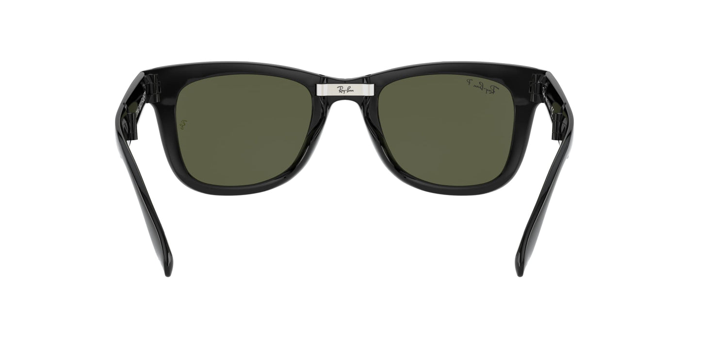 Ray-Ban RB4105 Folding Wayfarer Square Sunglasses, Black/Polarized G-15 Green, 54 mm