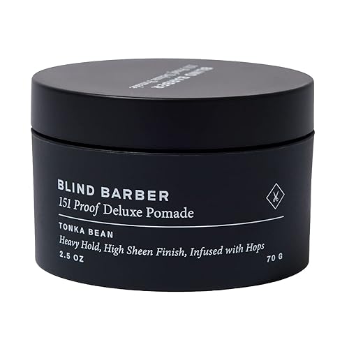 Blind Barber 151 Proof Deluxe Hair Pomade for Men - Water Based Pomade with Hops & Tonka Bean - Heavy Hold & High Shine Finish - Free of Parabens