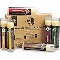 Earth's Daughter USDA Organic Lip Balm 6-Pack - Fruit Flavors, Beeswax, Coconut Oil, Vitamin E - Best Lip Repair Chapstick for Dry Cracked Lips
