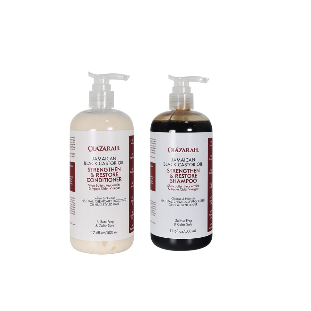 Strengthen & Restore Shampoo and Conditioner with Jamaican Black Castor Oil Frizz-Free Hair - Promotes Hair Growth & Reduces Breakage, 34 fl. oz