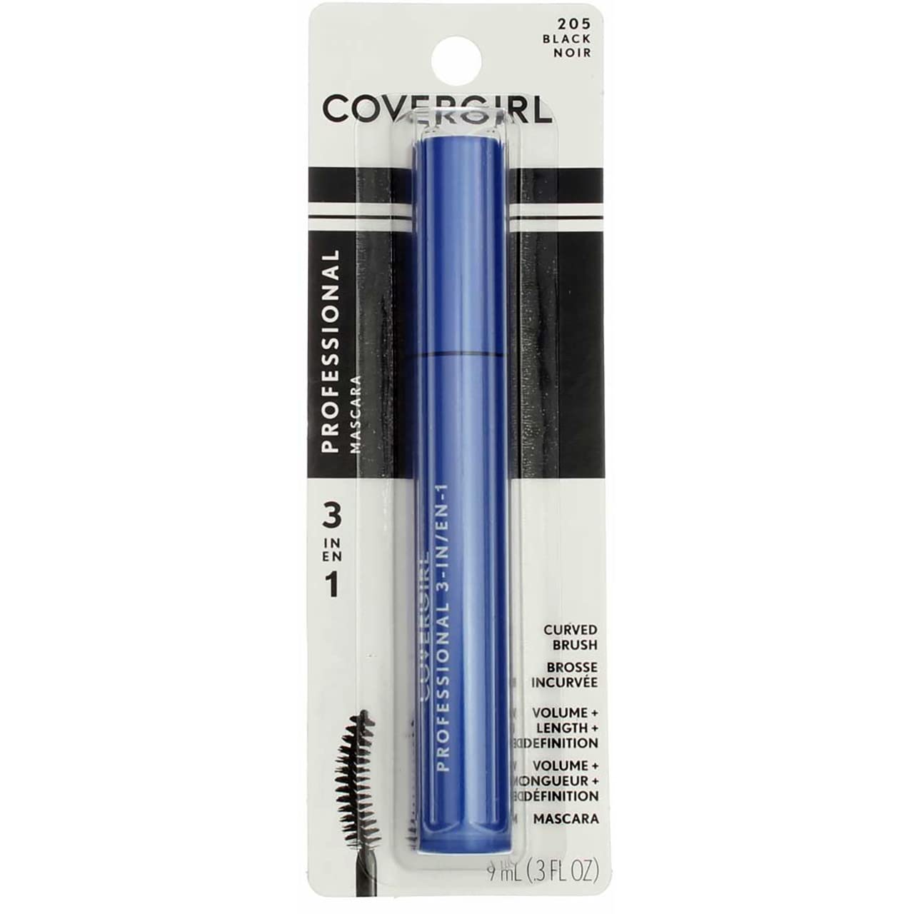 CoverGirl Professional 3 in 1 Curved Brush Black 205 Mascara -- 3 per case.
