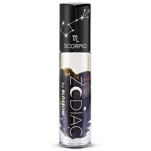 Blossom Lip Gloss Zodiac Sign Vanilla Scented Roll-On Lip Gloss, Moisturizing + Hydrating with Zodiac Crystals, Made in USA, 0.20oz, Scorpio