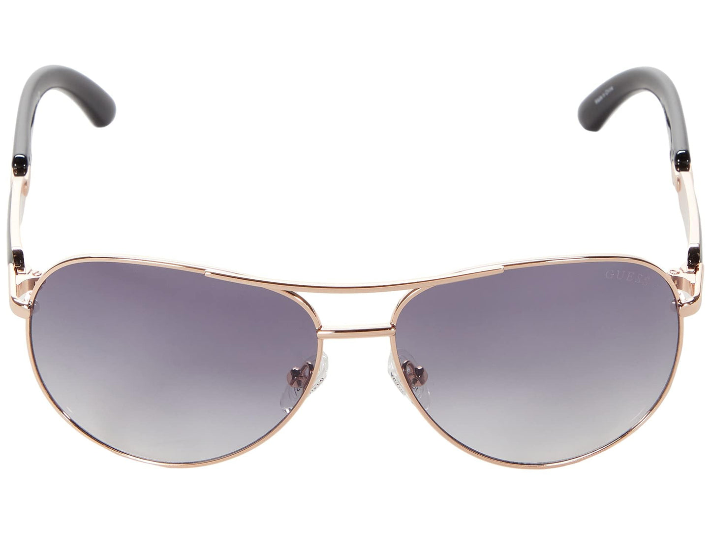 GUESS GU7295 Shiny Rose Gold/Smoke Mirror Aviator Sunglasses for Women, Classic Style, Full Frame, Metal, Brown Mirror, Smoke Mirror Lens