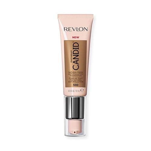 Revlon PhotoReady Candid Natural Finish Foundation, with Anti-Pollution, Antioxidant, Anti-Blue Light Ingredients, 530 Pecan, 0.75 fl. oz.
