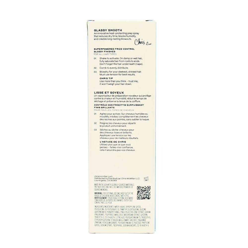 Chris McMillan The Glassy Smooth Blowdry Spray for Frizz 6.76 oz/200 ml - Heat Protection, Shine, Frizz Control, Lightweight
