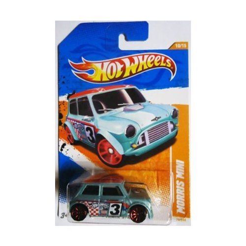 2011 Hot Wheels MORRIS MINI cooper TRACK STARS 10 of 15, #75 light blue w red hubs