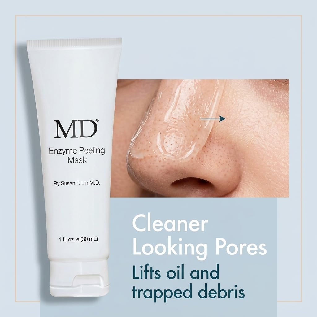 MD Enzyme Peeling Mask for Sensitive Skin - Gentle Exfoliating Gel with Papaya & Pineapple Enzymes - Professional Brightening Peel-Off Mask for Clear