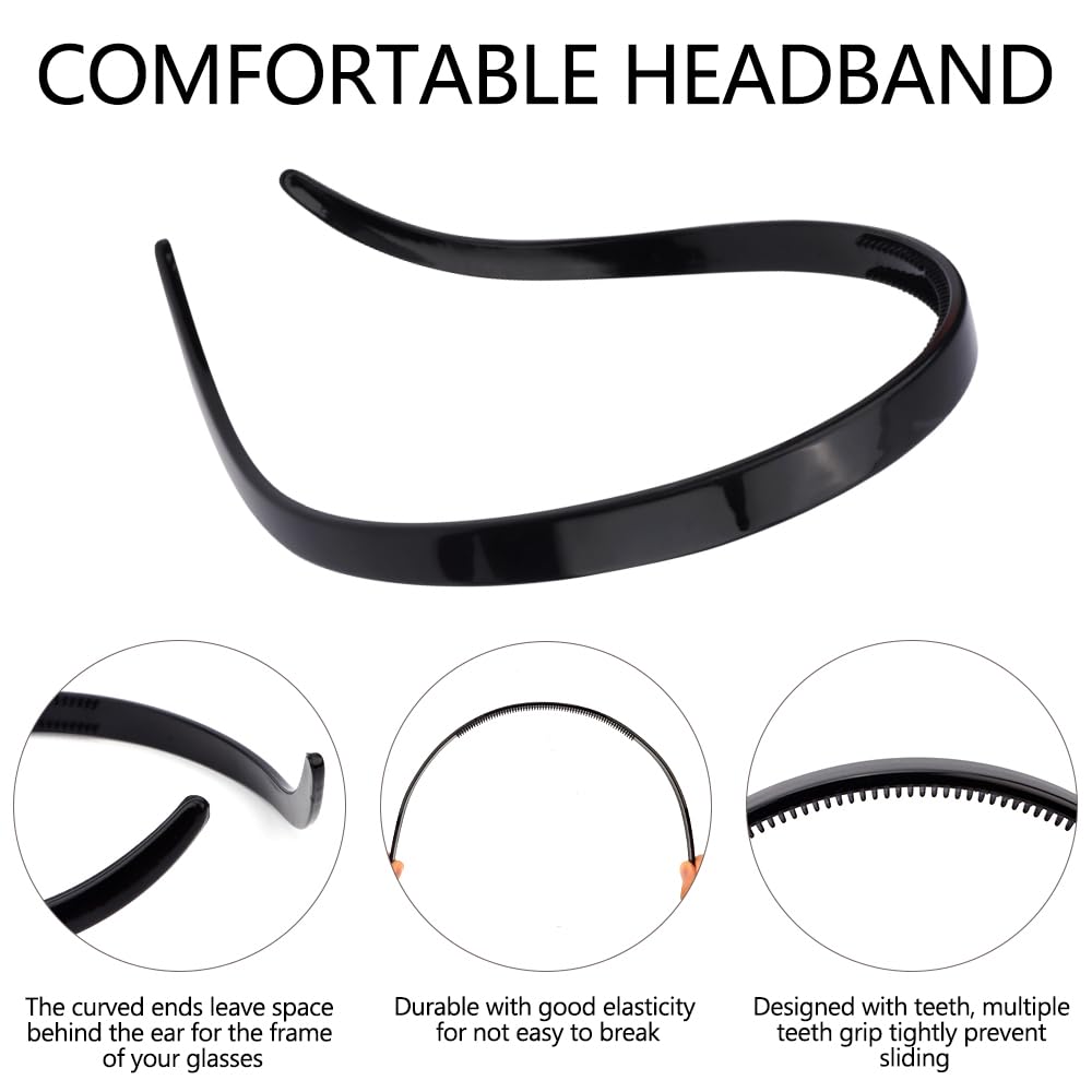 TOBATOBA Black Square Headbands for Glasses & Sunglasses - No Pressure, No Headache - Comfortable Non-Slip Headbands for Women & Girls, 6 Pcs Beauty and Personal Care TOBATOBA