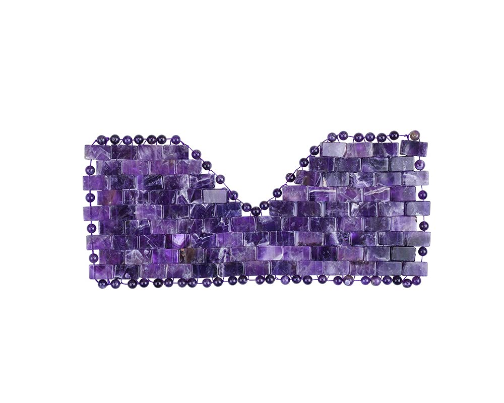 Amethyst Eye Mask for Fatigue Reduction Stress Relief 100% Amethyst Gemstone Cooling Eye Mask Lined w/Beads (Amethyst)