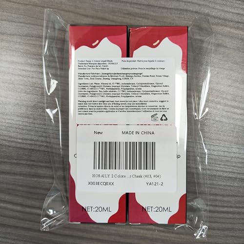 HOSAILY 2 Colors Liquid Blush Lightweight Cream Blush Makeup Waterproof and Long Lasting Natural Gel Cream Liquid Blush for Cheek (#03, 04)