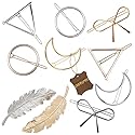 Gold Silver Minimalist Hair Clips Dainty Feather Hollow Hair Clips Set Feather Hair Pins Geometric Barrette Hair Accessories for Women