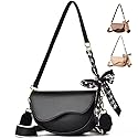 Elvirka Crossbody Bag for Women - Small Vegan Leather Shoulder Purse, Lightweight Travel Mini Handbag with Bow Detail (Black)