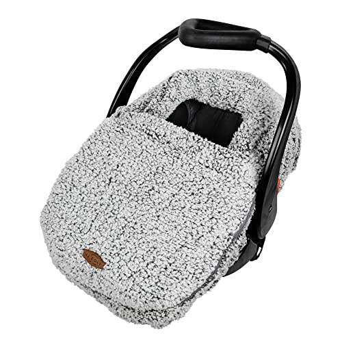 JJ Cole Winter Baby Car Seat Cover - Winter Car Seat Cover for Baby Seat or Stroller - Infant Car Seat Covers with Warm Sherpa Lining - Cuddly Gray