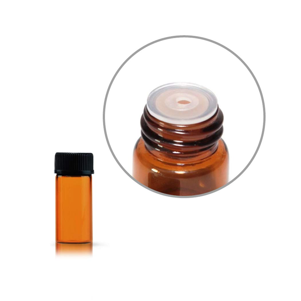 ZbFwmx 12 Pack Set Brown Screw Cap Glass Bottle Small Mini Empty Oil Vial (3ml)