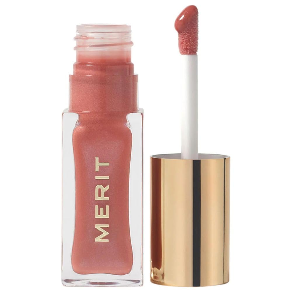 Merit Shade Slick Tinted Lip Oil - Biarritz Nude Pink, Moisturizing Lightweight Lip Gloss with Squalane & Quinoa Seed Oil, High Shine Non-Sticky Clean