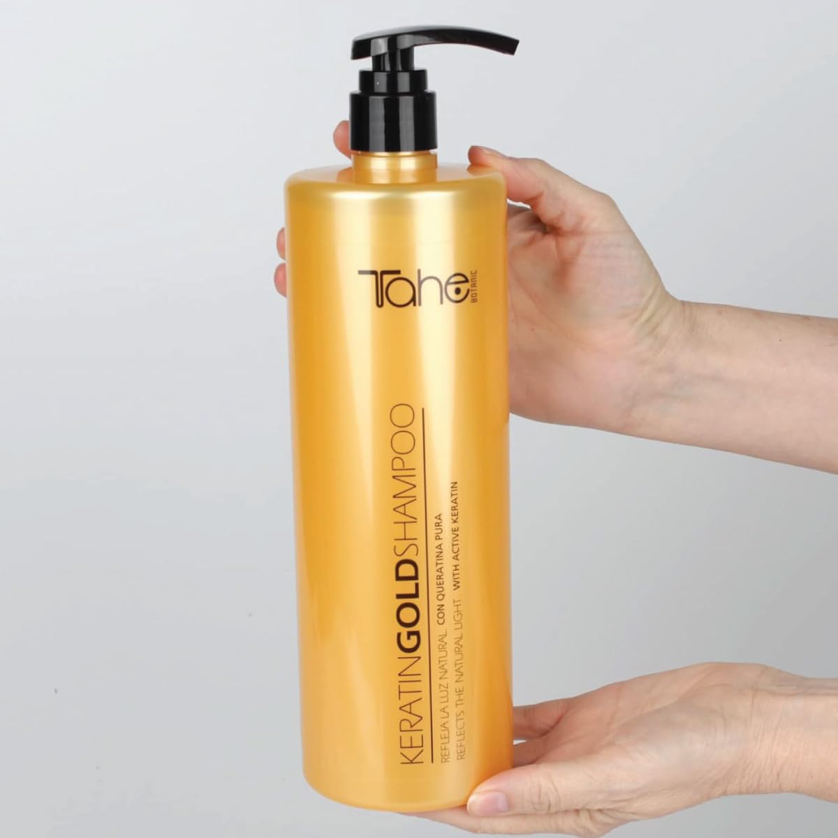 TAHE Keratin Gold Shampoo 1000ml, Mask 1000ml, Serum 30ml & Bio-Fluid Leave-In Conditioner 2 Phase (New Presentation)