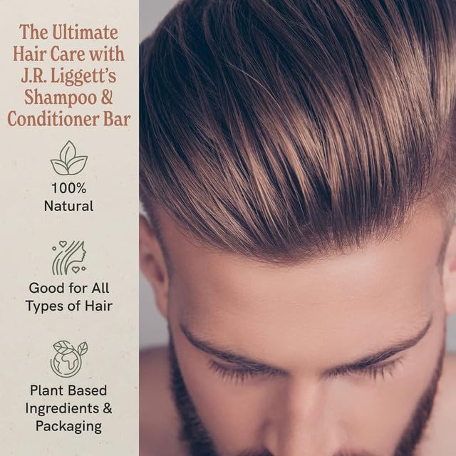 J.R.LIGGETT'S Tea Tree Formula Shampoo Bar and Conditioner Bar 2-Pack, All-Natural, Plant-Based Solid Hair Care Set, Sulfate-Free, 3.5 oz Shampoo