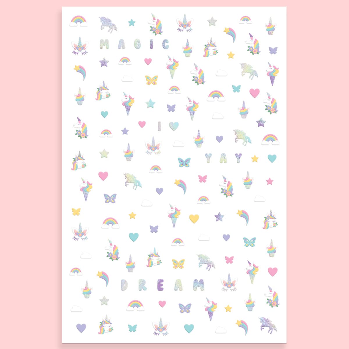 xo, Fetti Kids Unicorn Nail Stickers - 524 Decals | Birthday Girl Party Favors, DIY Home Activity, Gift, Cute Nail Transfer, Rainbow, Butterfly