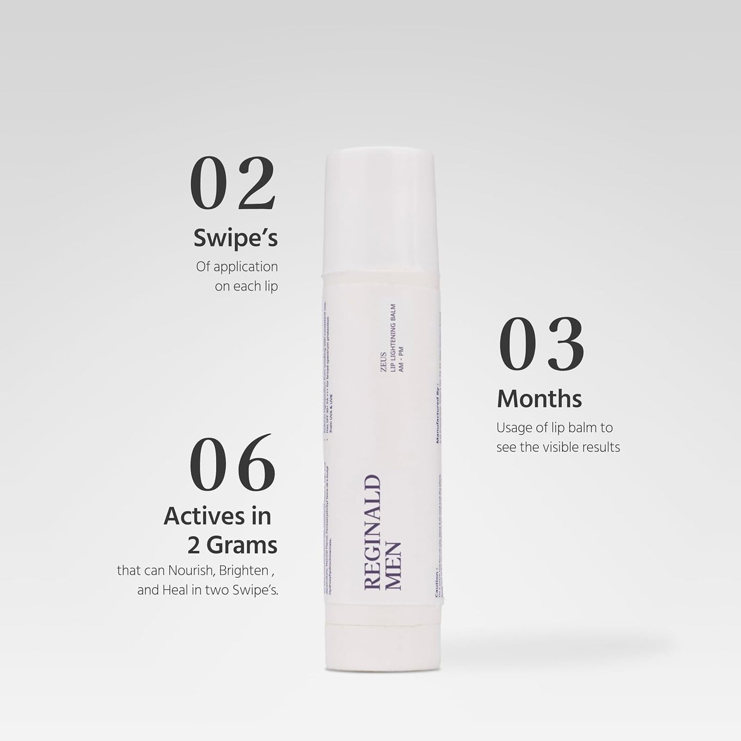 Reginald Men's Lip Balm, 5 grams, SPF 30, PA+++, Softens Lips, Anti-Pigmentation|Zeus - Lightening Lip Balm.