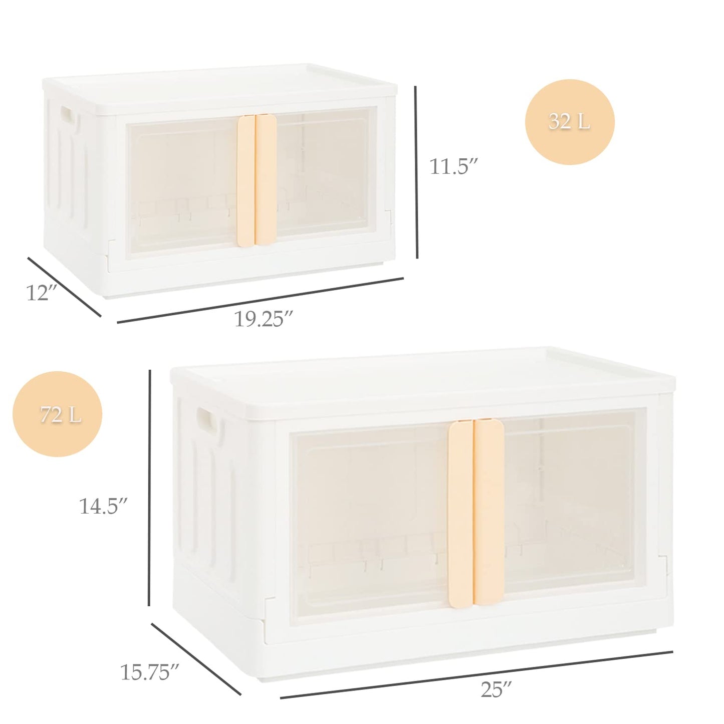 Folding and Stackable Container with Doors and Handles | Storage Container | Storage Organizer | Storage Totes | Trunk Organizer, 72 Liter, Set of 2…