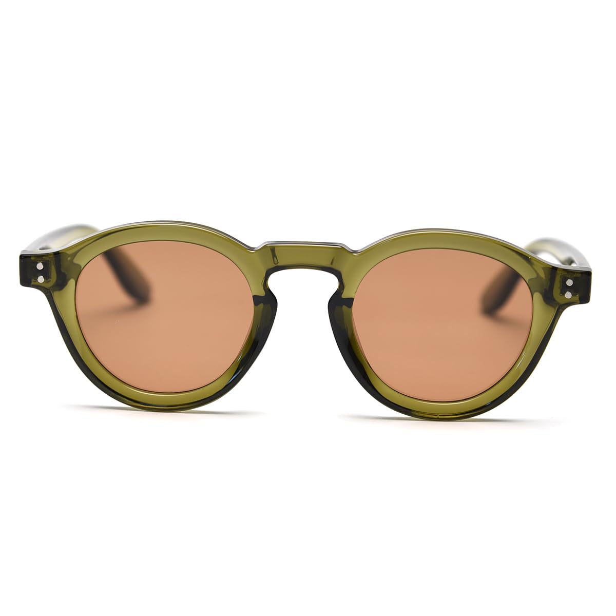 Unisex Polarized Sunglasses Retro Women Tr90 Round Sun Glasses Men Uv400 Sun Shades Circle Frame Decoration, Olive Green Brown