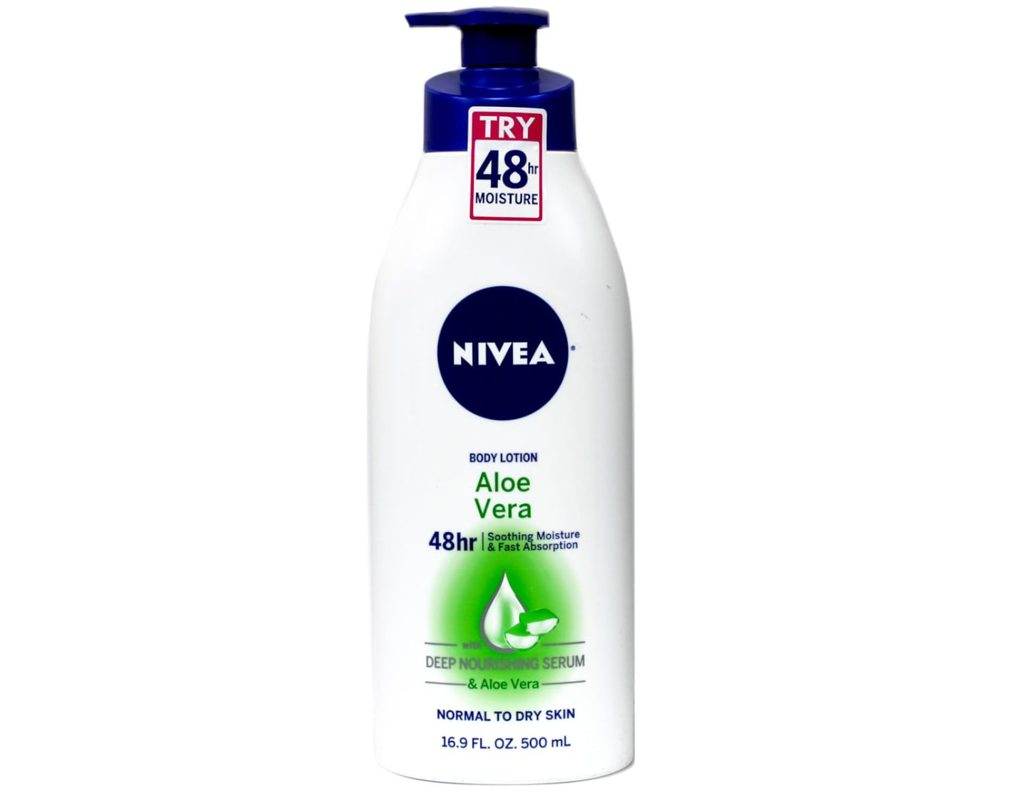 NIVEA Lotion Aloe Vera 48 Hour 16.9 Ounce Pump (500ml) (2 Pack)
