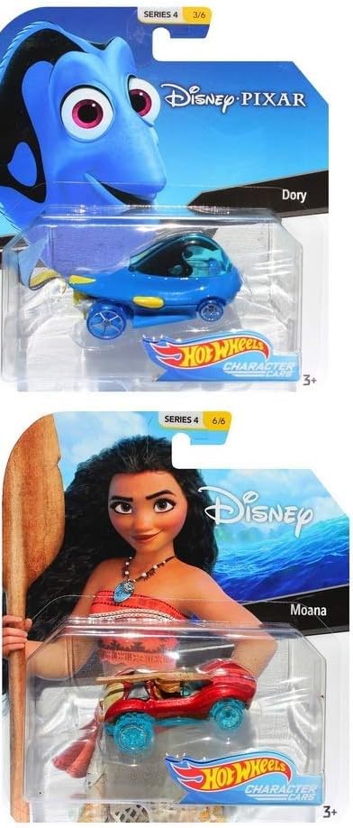 Hot Wheels 2019 Disney/Pixar Character Cars Series 4, Set of 6 Collectible Die Cast Toy Cars Moana, Dory, Donald Duck, Genie, Simba, Baymax