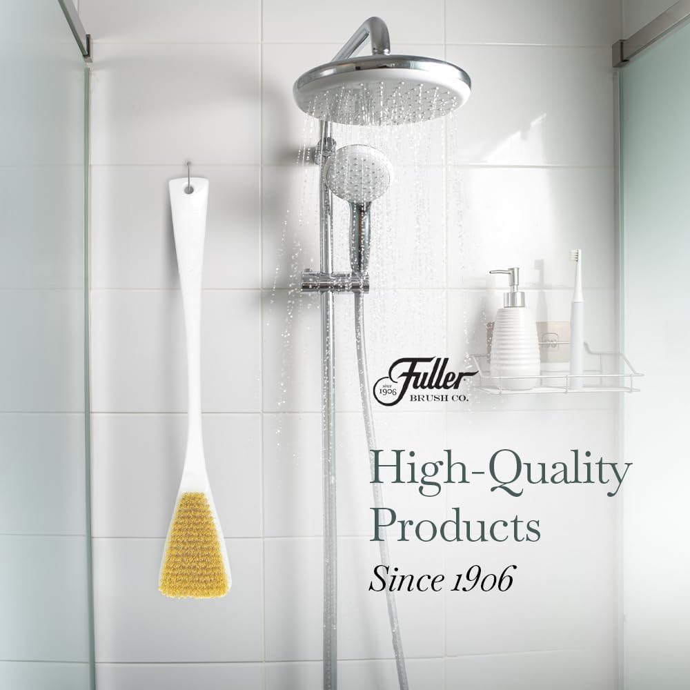 Fuller Brush Exfoliator & Scrub Body Brush - 16-inch Contoured Handle with Polyester Bristles - an All-Over Reach Including Back, Neck, Shoulders