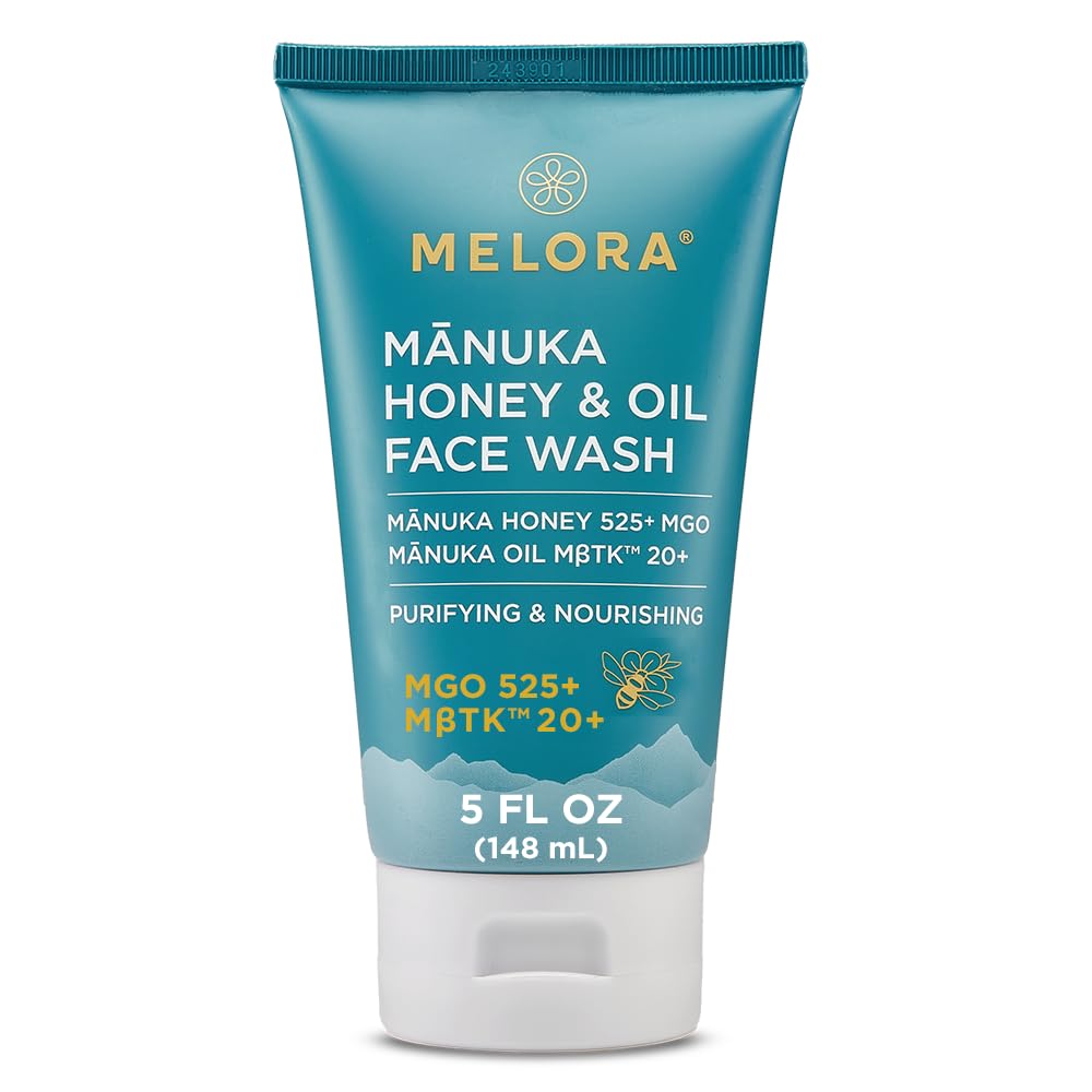 MELORA Manuka Honey Face Wash (5 Oz), Daily Skin Care Facial Cleanser & Makeup Remover with Manuka Honey & Oil for Dry or Sensitive Skin - Anti-Aging