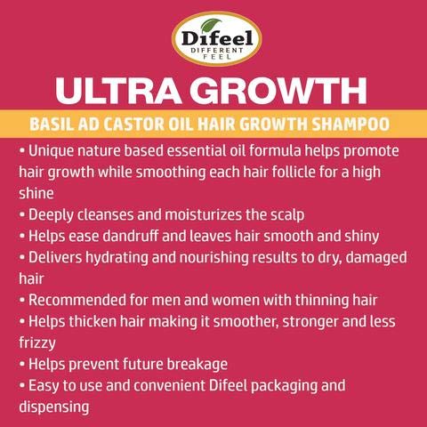 Difeel Ultra Growth 3-PC Set: Shampoo 12 oz, Conditioner 12 oz & Hair Oil 8 oz