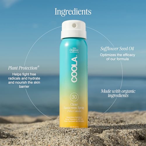 COOLA Organic Sunscreen SPF 30 Sunblock Spray, Dermatologist Tested Skin Care for Daily Protection, Vegan and Gluten Free, Piña Colada, Travel Size, 2