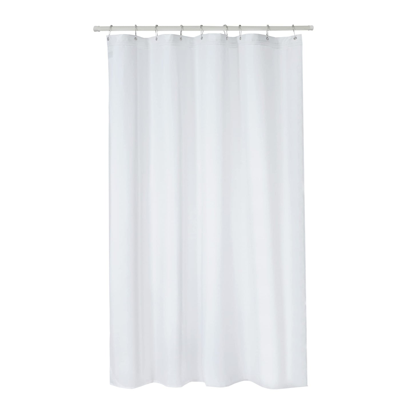 FRESH IDEAS Shower Curtain Liner with Shower Clips, Easy On/Off Liner with Zipper, Waterproof, White, Standard Size, 54 inches x 78 inches