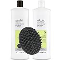 System 2 Cleanser Shampoo & Scalp Therapy Conditioner 1 Liter Duo Set for Noticeably Thinning Hair + M Hair Designs Scalp Brush - Professional