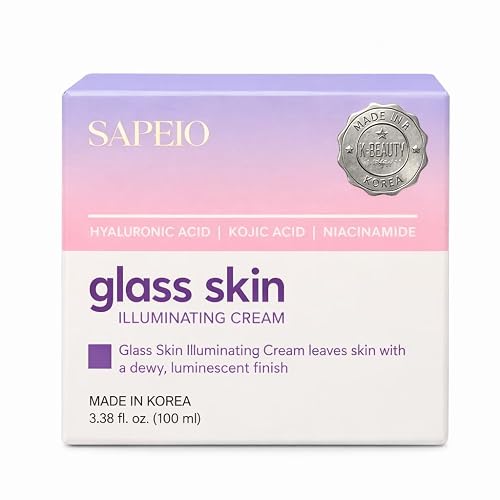 Sapeio Glass Skin Illuminating Cream with Hyaluronic Acid, Kojic Acid and Niacinamide, Dewy Luminescent Finish, 3.38 fl. oz.
