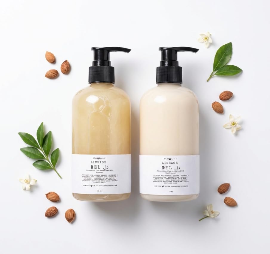 Wild Hermit Wellness Del Ju Plant Based Milk Protein Shampoo and Conditioner with Aloe, Flax Seed, Plum Kernel Extract, Vitamin Rich, Sulfate Free