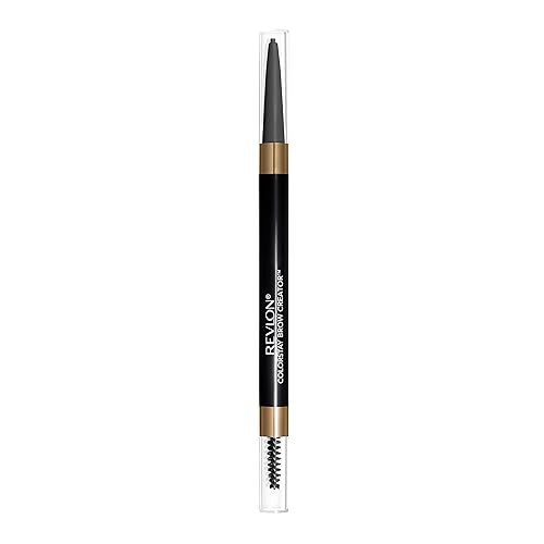 Revlon ColorStay Brow Creator, 2-in-1 Precise Eyebrow Pencil & Powder with Spoolie Brush, Waterproof & Long Lasting, 615 Soft Black, 0.003 oz