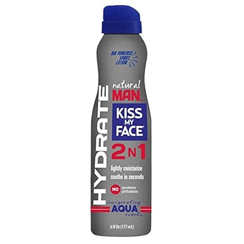 Kiss My Face Natural Man Body Lotion Spray, Invigorating Aqua, 6 Fluid Ounce