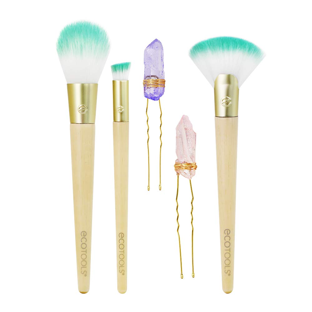 Ecotools Glossy Finish MakeUp Brush Set, Beige/Green (Set of 5)