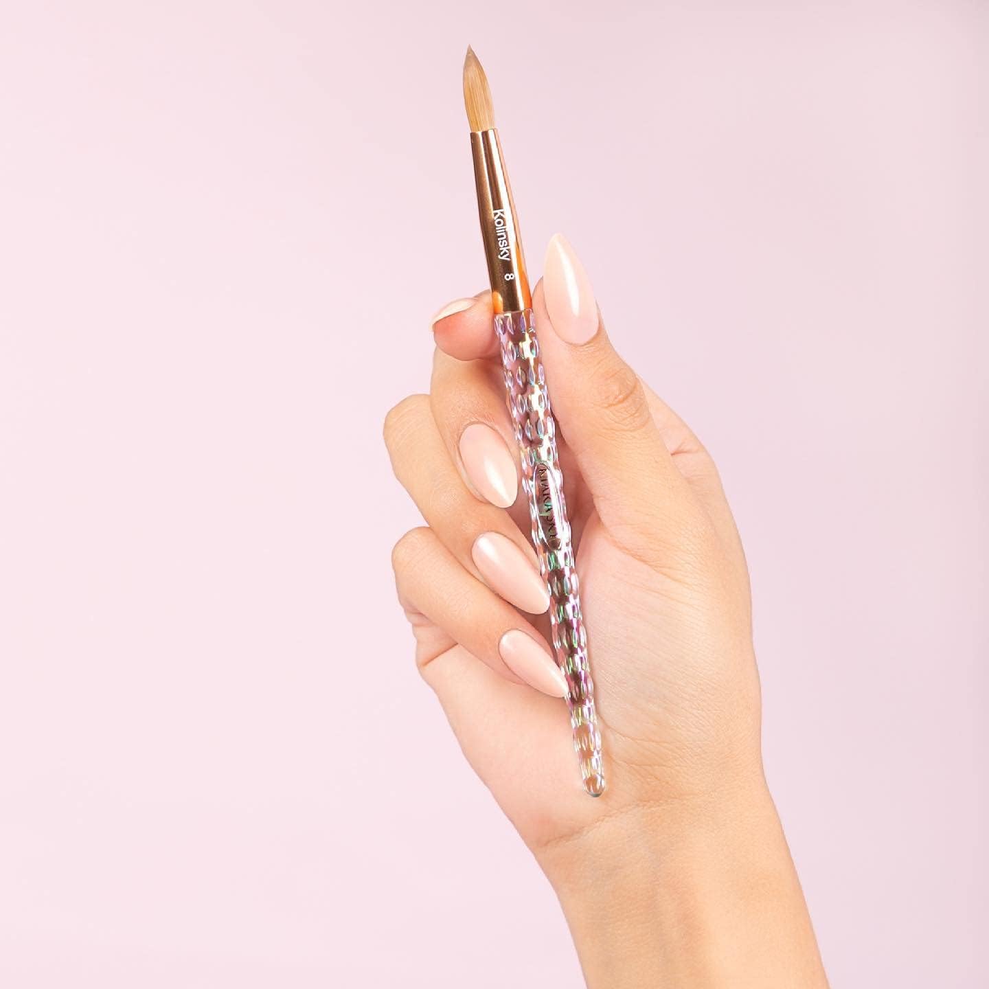 Kiara Sky Kolinsky Acrylic Nail Brush #18 - Pure Kolinsky Sable Hair, Iridescent Crystal Handle, Acetone Resistant, for Acrylic Application Beauty & Personal Care KIARA SKY