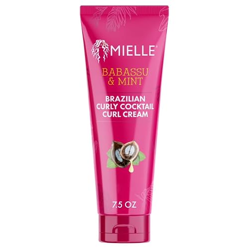 Mielle Organics Babassu & Mint Brazilian Curly Cocktail Curl Cream - Curl Defining, Hair Styling Cream for Textured Hair - Locks in Moisture, Boosts