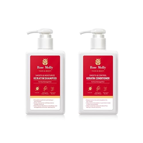Rose Molly Keratin Shampoo and Conditioner for Dry, Damaged Hair