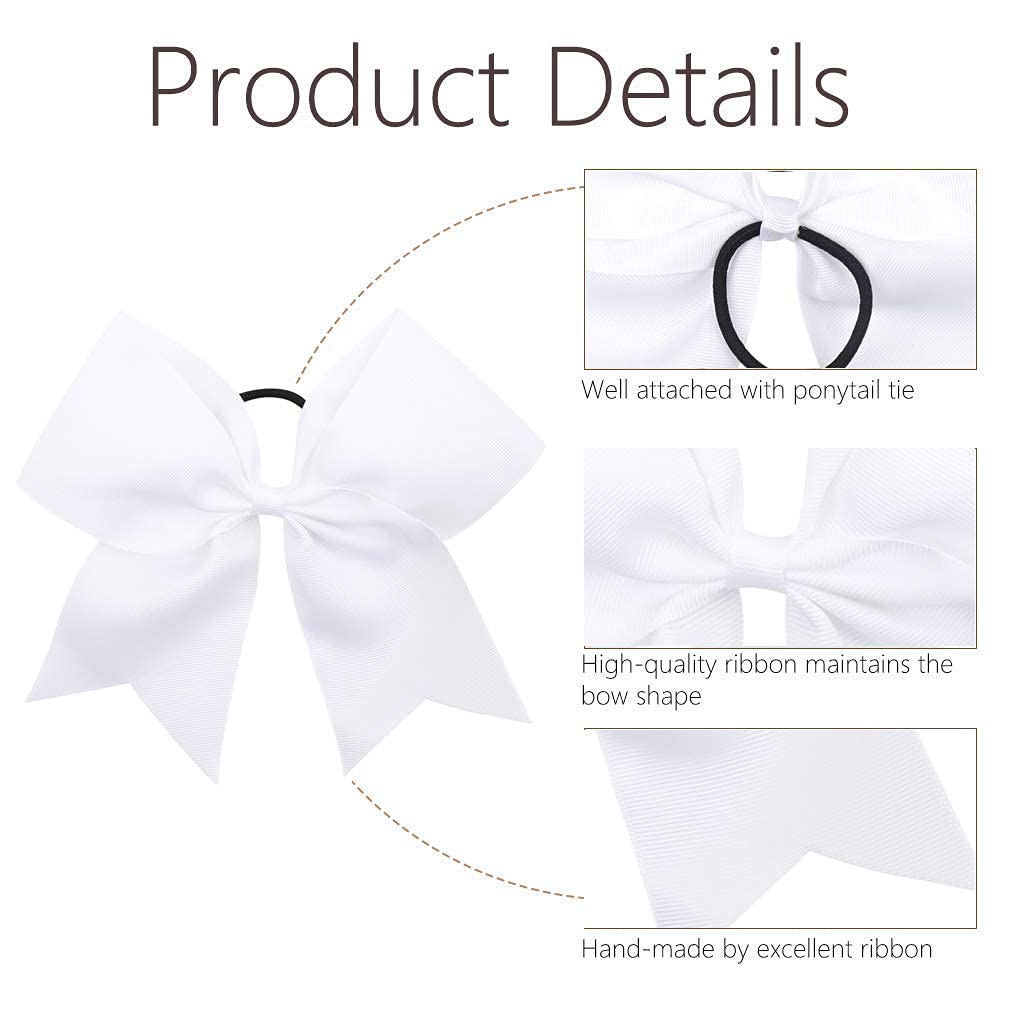 Oaoleer 8inch Jumbo Large Cheer Bows Ponytail Holder Elastic Band Handmade Boutique Hair Accessories for Cheerleading Teen Girls College Women Sports