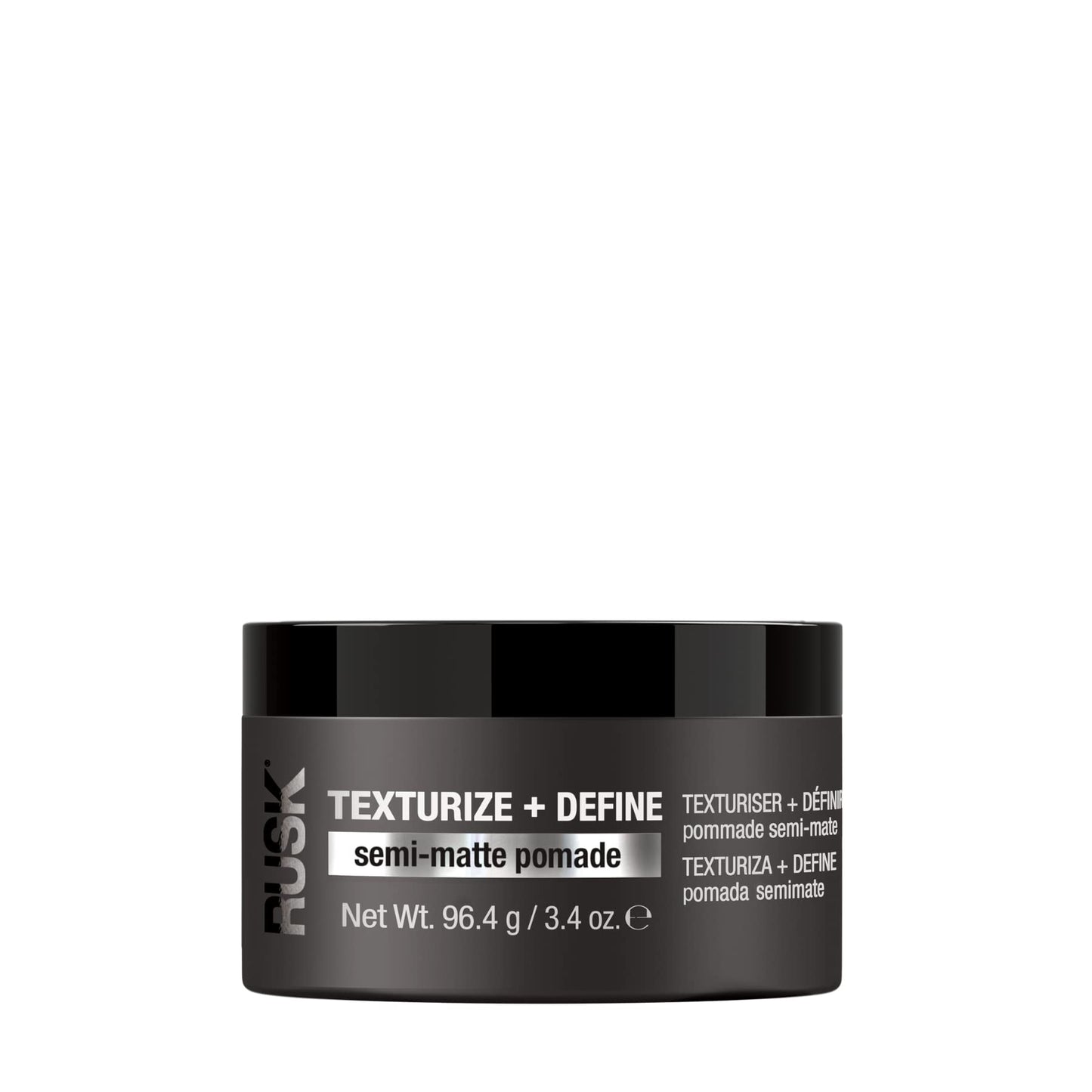 RUSK Semi-Matte Pomade, Texturize + Define, Creates Definition and Texture, Lightweight, Fights Humidity, 3.4 oz