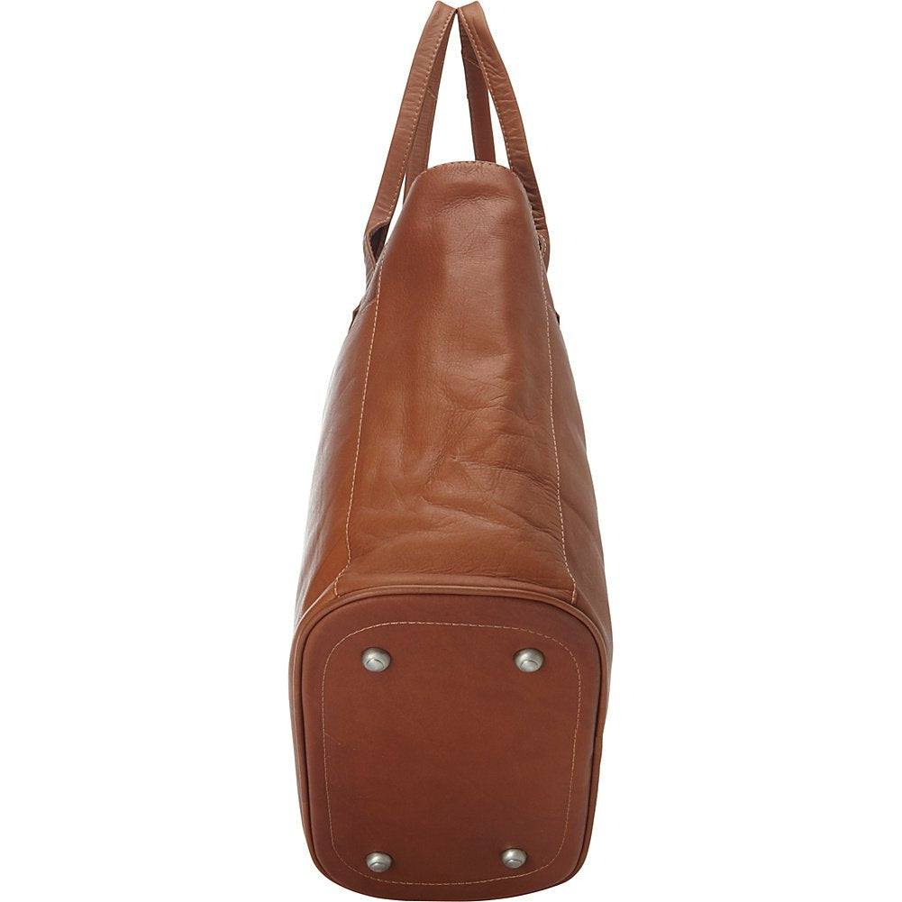 Piel Leather XL Laptop Tote Bag, Saddle, One Size