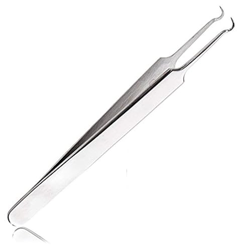 BEUKING Acne Blemish Blackhead Comedone Stainless Steel Nipper Blemish Extractor Tool for Remove Blackhead Acne Whitehead Pimple Bend Curved Tweezers