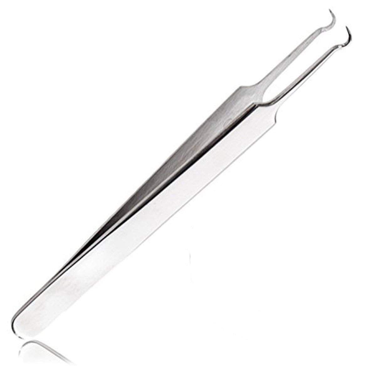 BEUKING Acne Blemish Blackhead Comedone Stainless Steel Nipper Blemish Extractor Tool for Remove Blackhead Acne Whitehead Pimple Bend Curved Tweezers