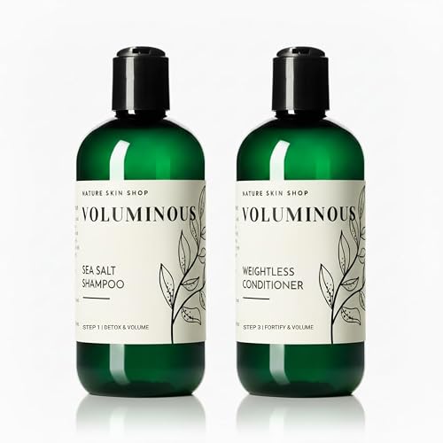 Nature Skin Shop Voluminous Sea Salt Shampoo and Conditioner Set, Clarifying for Soft or Hard Water, Removes Buildup from Fine, Oily & Flat Hair