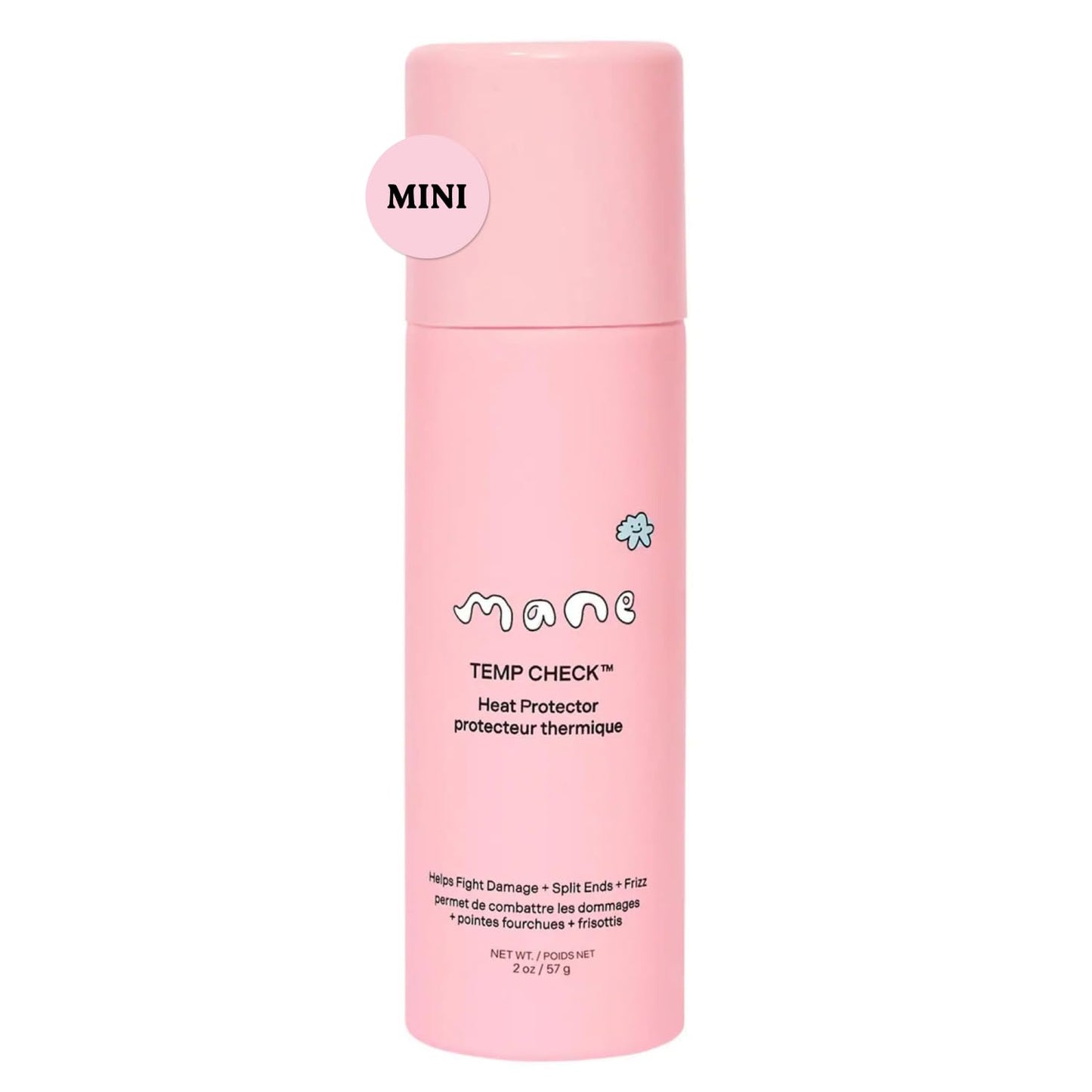 Mane Temp Check Heat Protection Spray for Hair - Anti Frizz Heat Protectant for All Hair Types - Helps Fight Damage, Split Ends & Breakage - Made