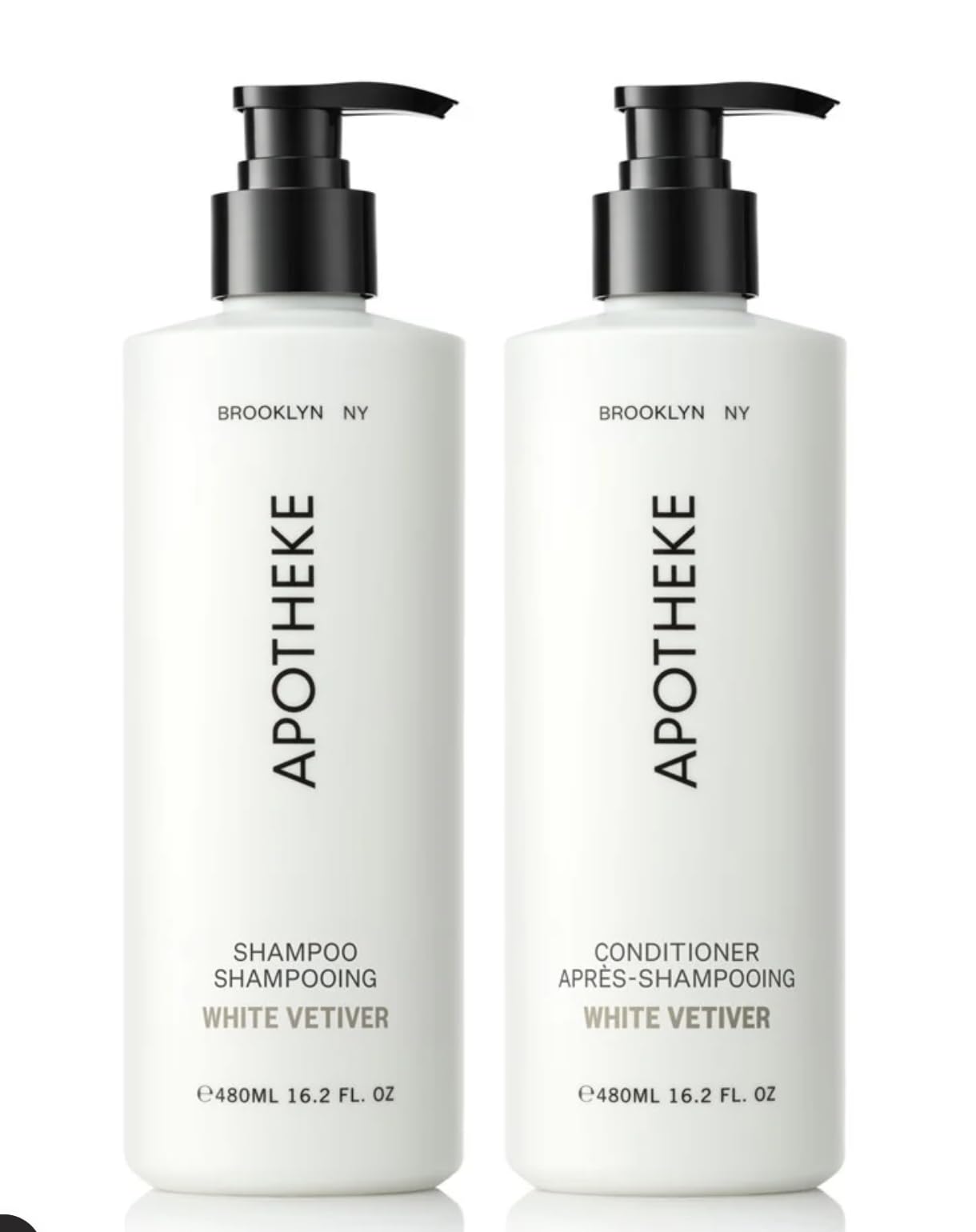 Fuzzion Apothekae White Vetiver Plant Based Shampoo and Conditioner Set - 16.2 Fluid Ounces Each